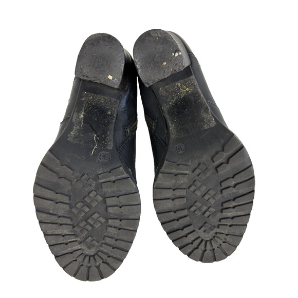 BIALA Black Leather Booties Women Size 6/36M Block Heel Zip-up, Lace-up - Picture 11 of 13
